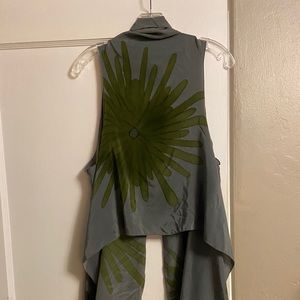Gray, silk, flowy, vest with hand-painted flowers